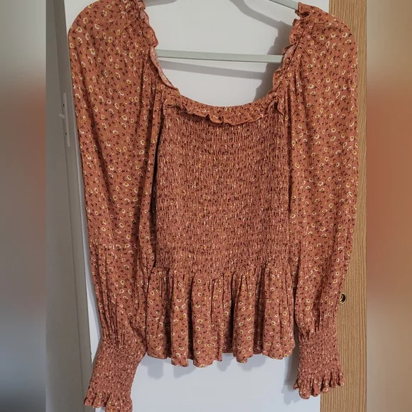 Floral Smocked Rust Top - Picture 1 of 7